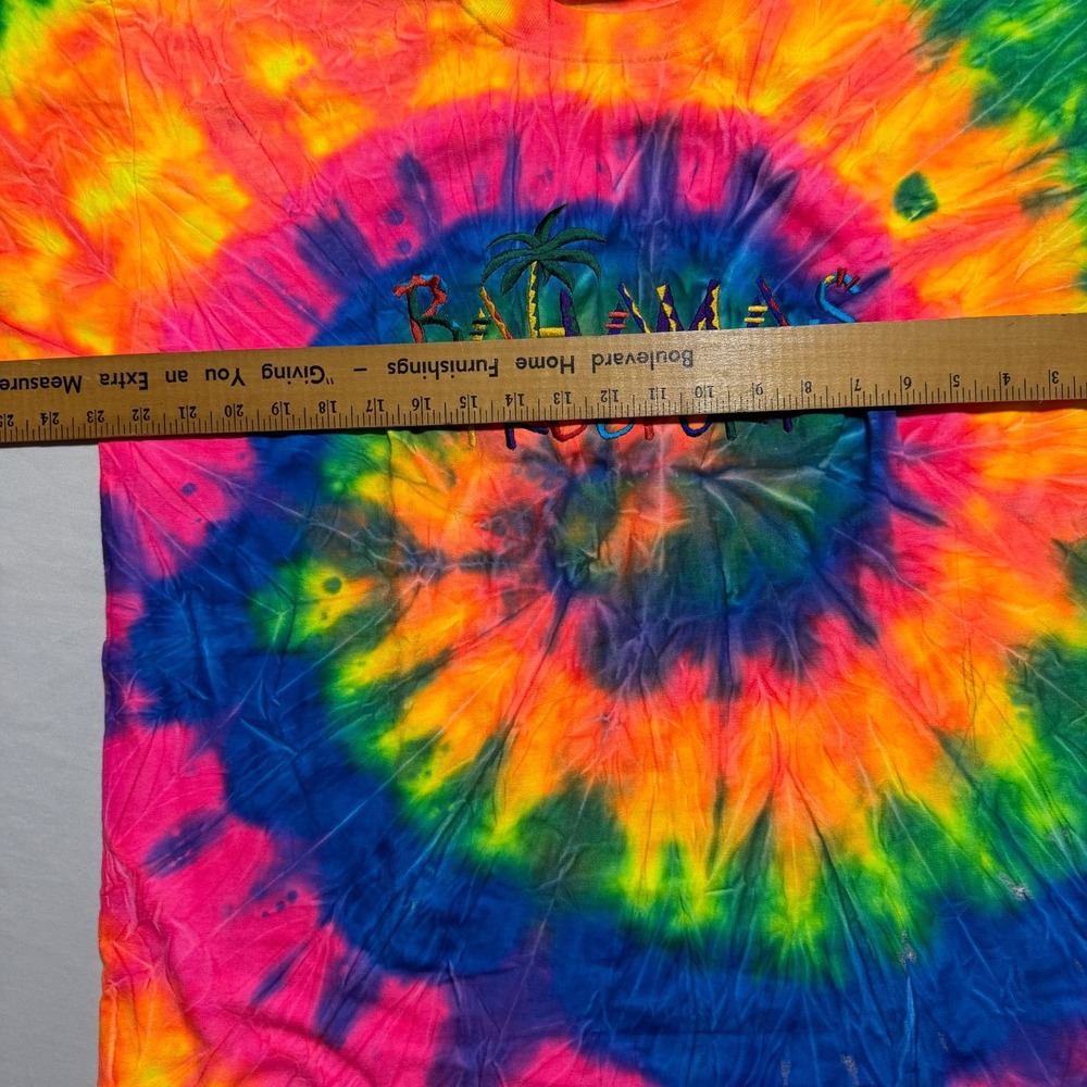 All Sport Tie Dye Bahamas Freeport Embroidered T-Shirt Mens XL Rainbow Souvenir - Picture 4 of 9